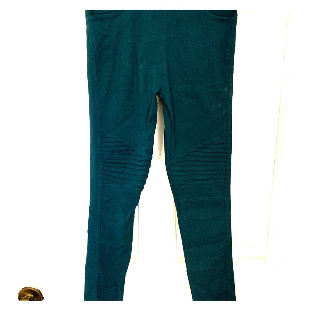 TEAL MOTO SKINNIES